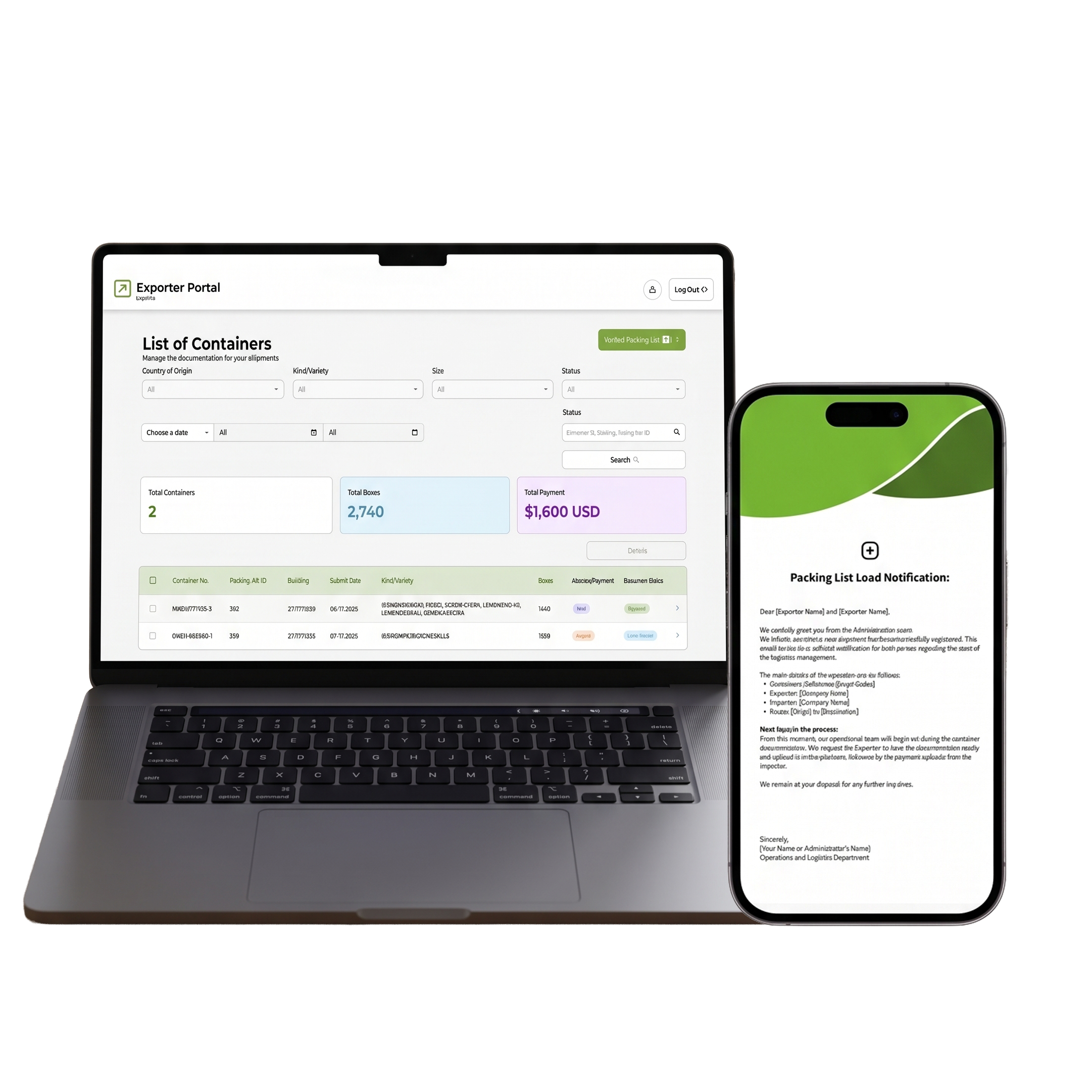 Plataforma FREIT: portal de contenedores y notificaciones automáticas por correo
